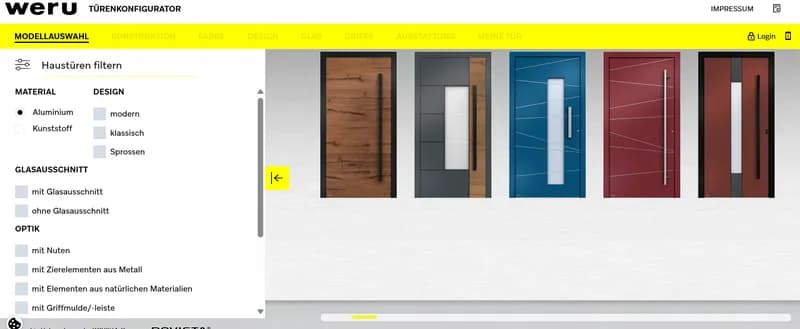 Haustür Konfigurator - Verschiedene Haustür-Designs