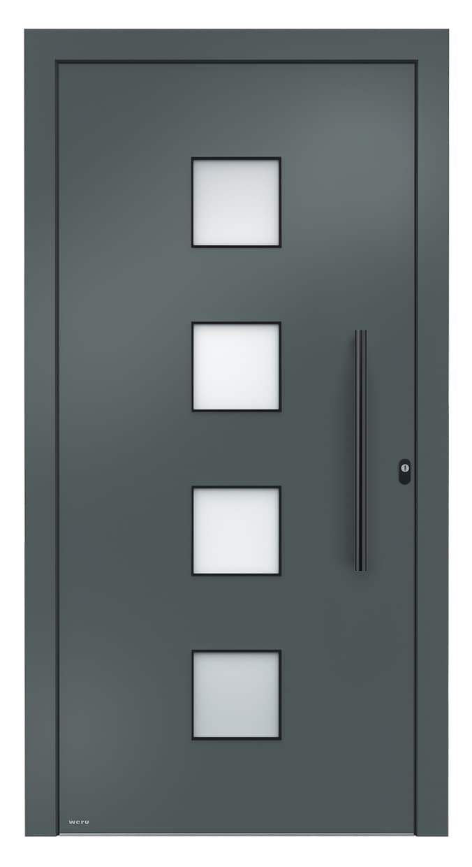 WERU ATRIS Aluminium-Haustür Modern Modell H11027 in Basaltgrau sandgestrahlt