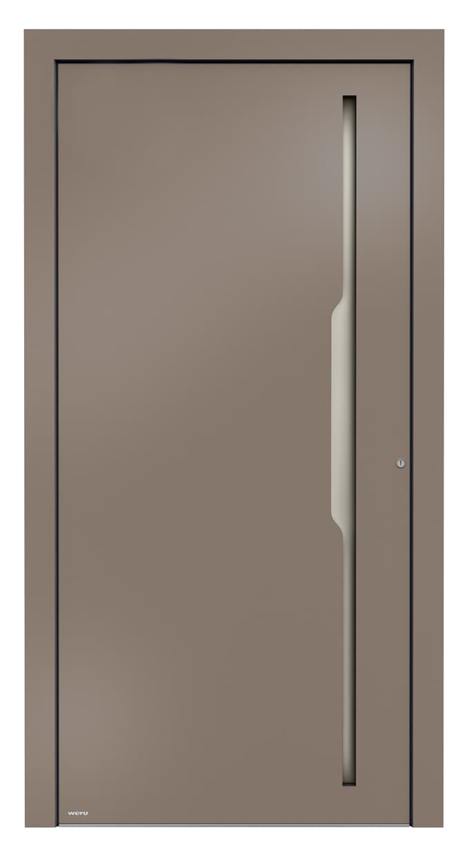 WERU ATRIS Aluminium-Haustür Modern Modell H11063 mit Griffmulde in Beigegrau