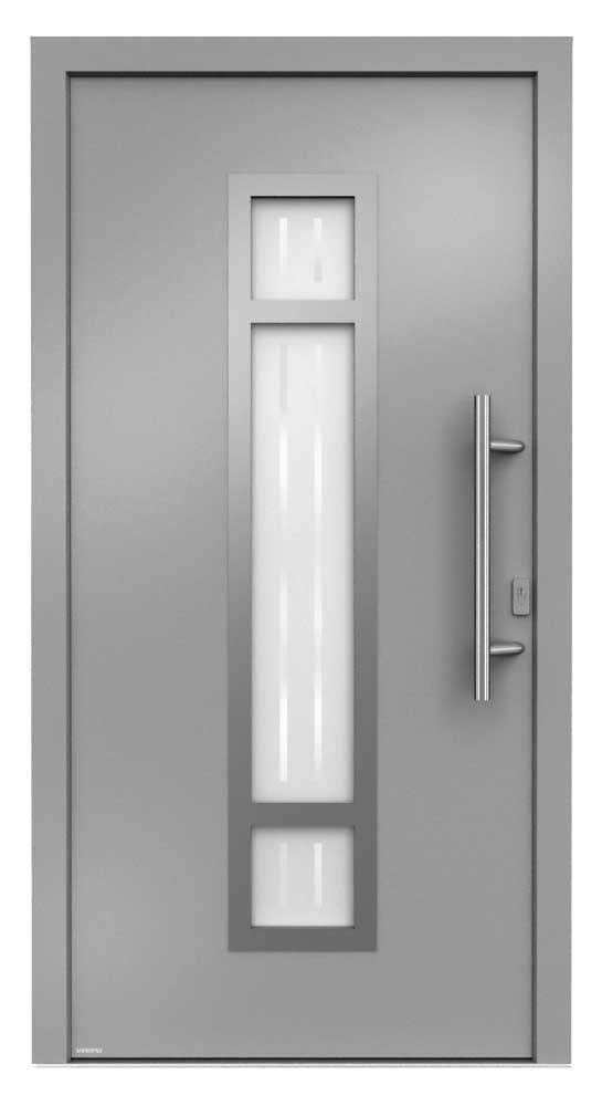 WERU Amenta Kunststoff-Haustür Modell H10126-G in Silbergrau Perlstruktur