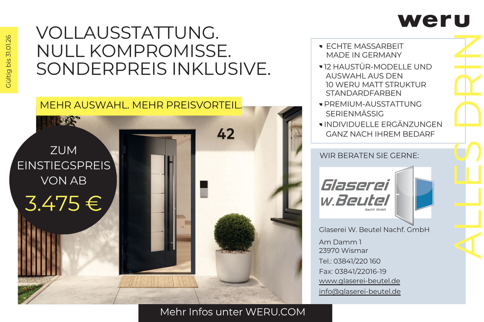 WERU ATRIS Aktion – Aluminium-Haustüren mit allem drin