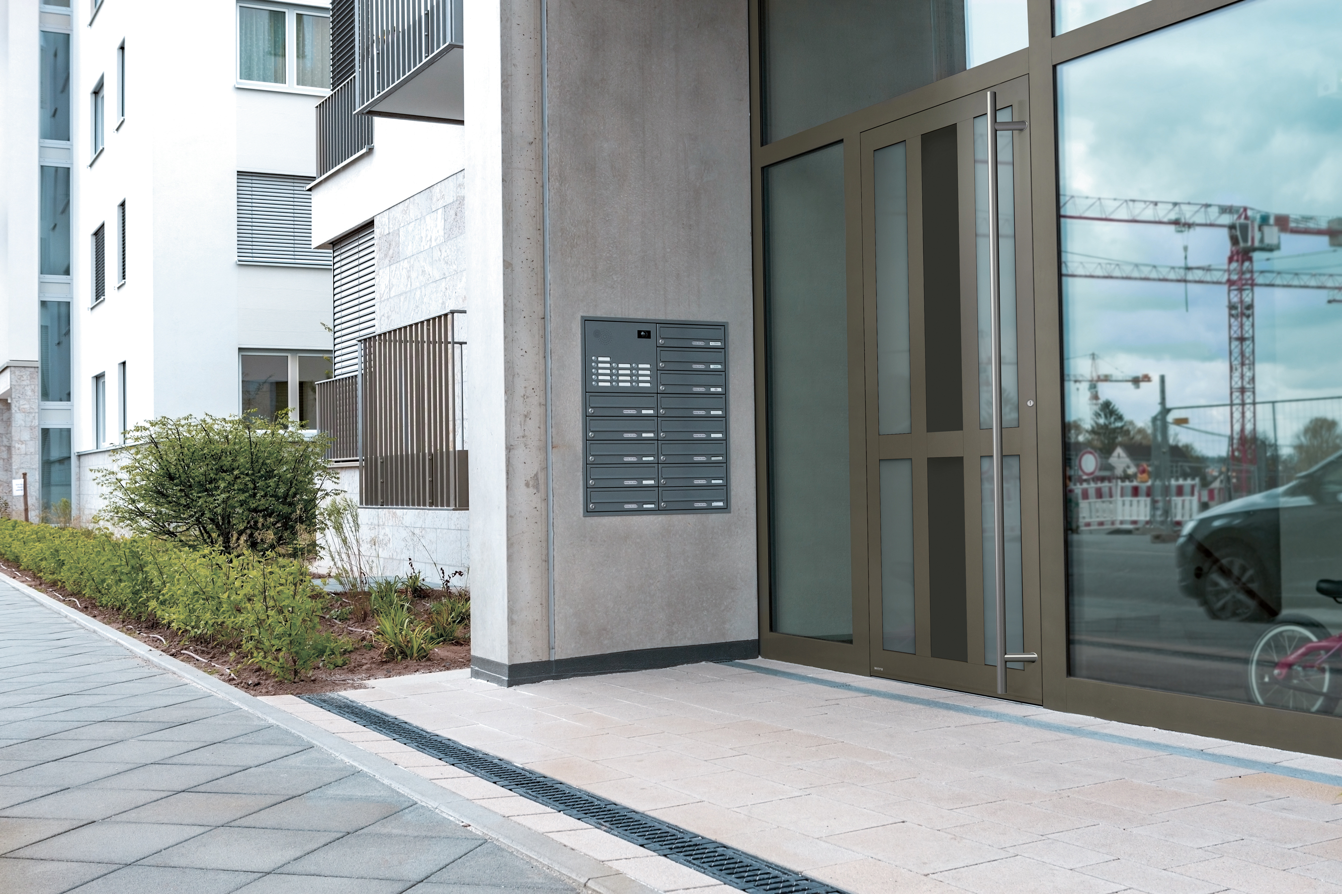 WERU ATRIS Aluminium-Haustür Modell H00012 in Beigegrau