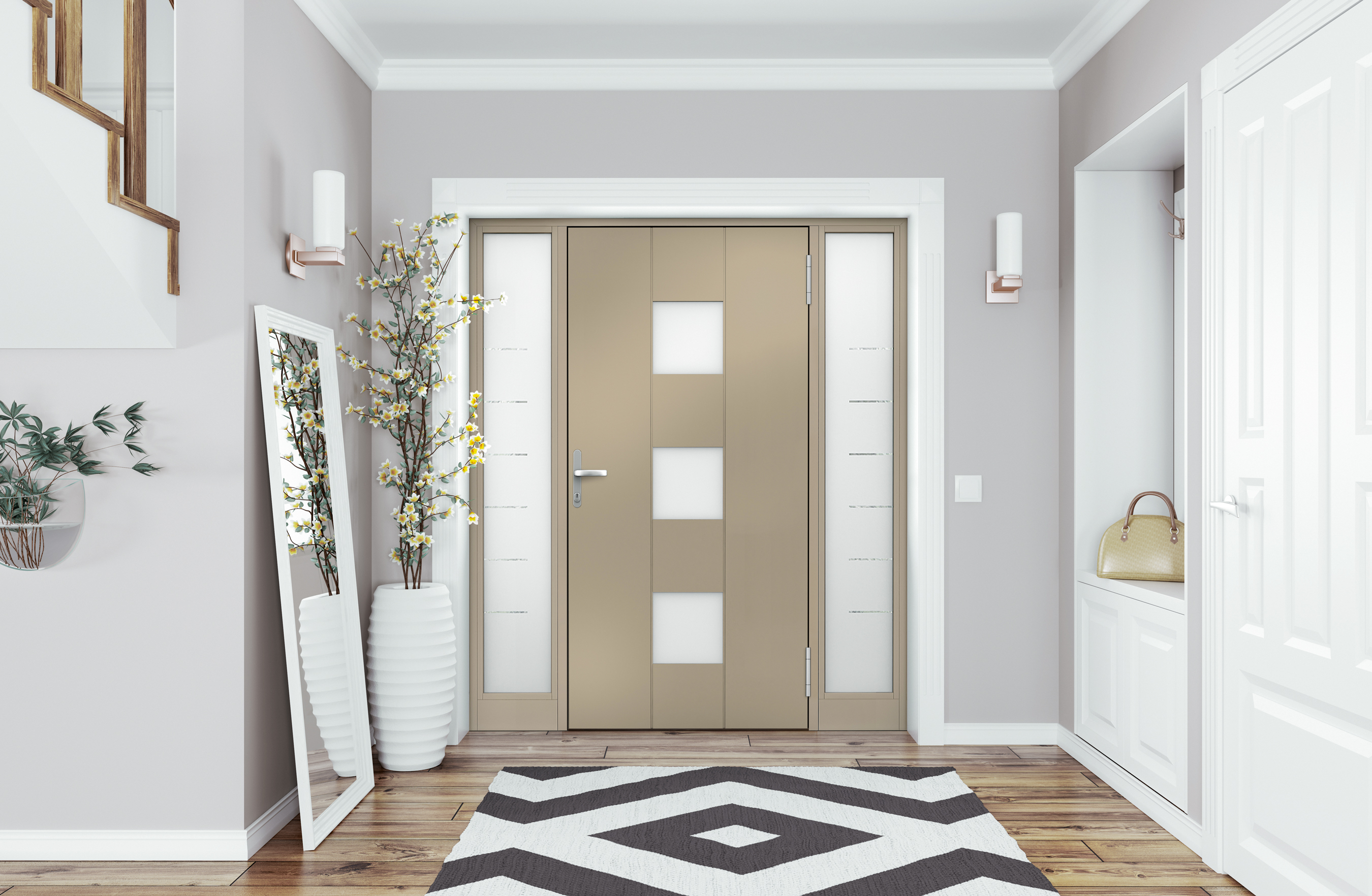 WERU ATRIS Aluminium-Haustür Modell H11163 in Graubeige