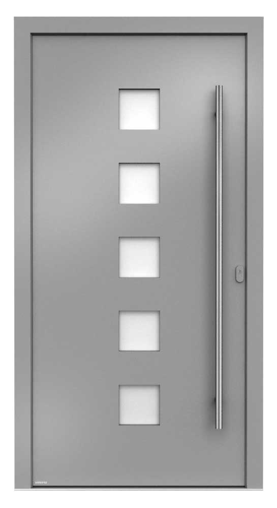 WERU Amenta Kunststoff-Haustür Modell H10125-G in Silbergrau Perlstruktur sandgestrahlt