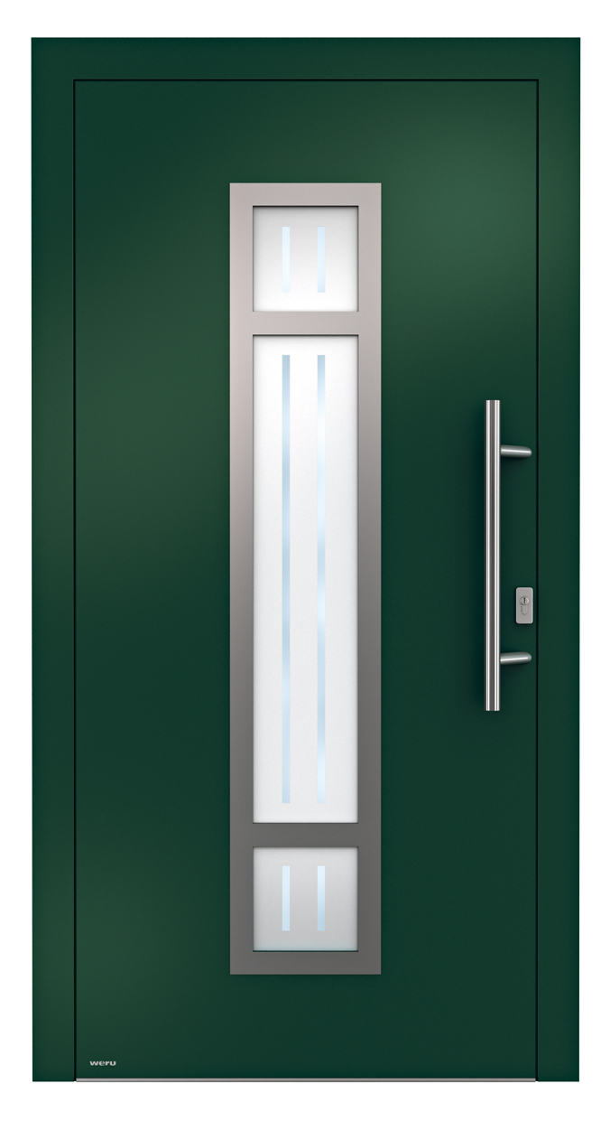 WERU ATRIS Aluminium-Haustür Modern Modell H10126 in Moosgrün
