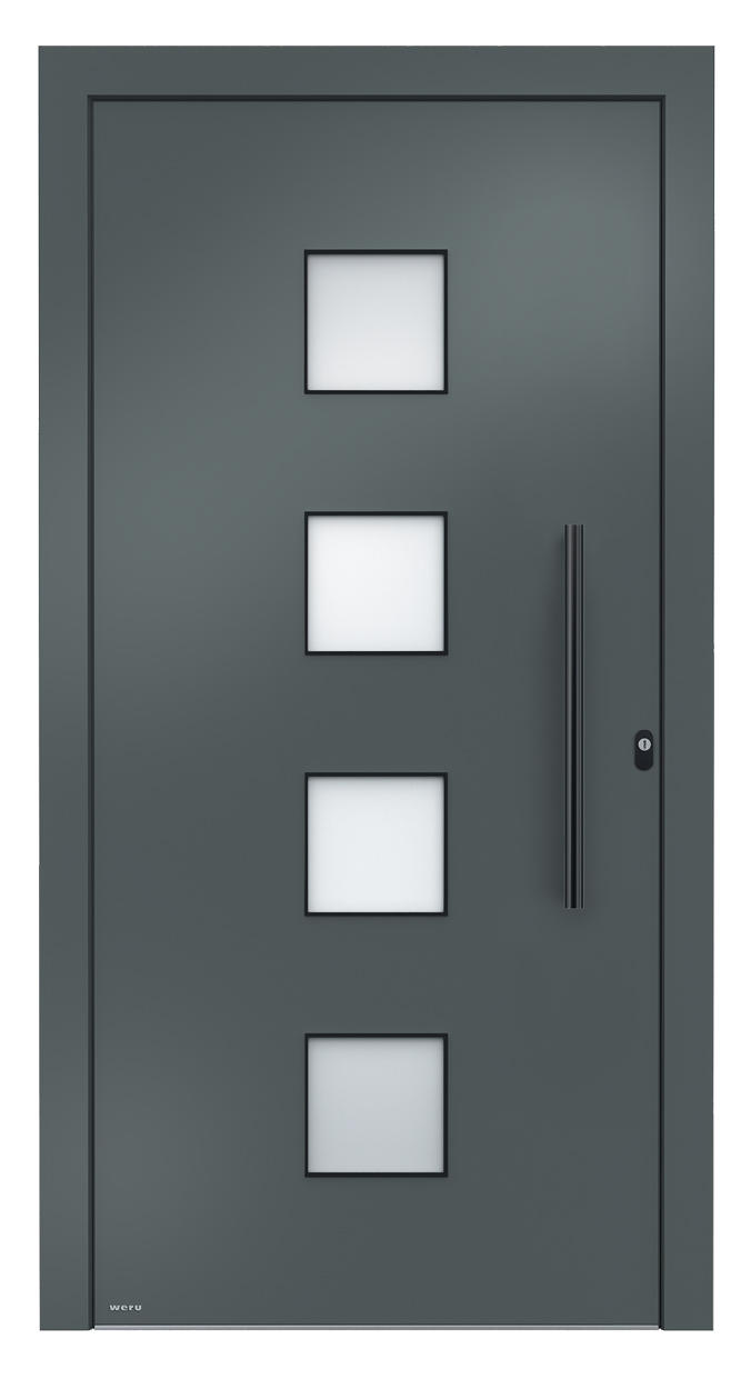 WERU ATRIS Aluminium-Haustür Modern Modell H11027 in Basaltgrau sandgestrahlt
