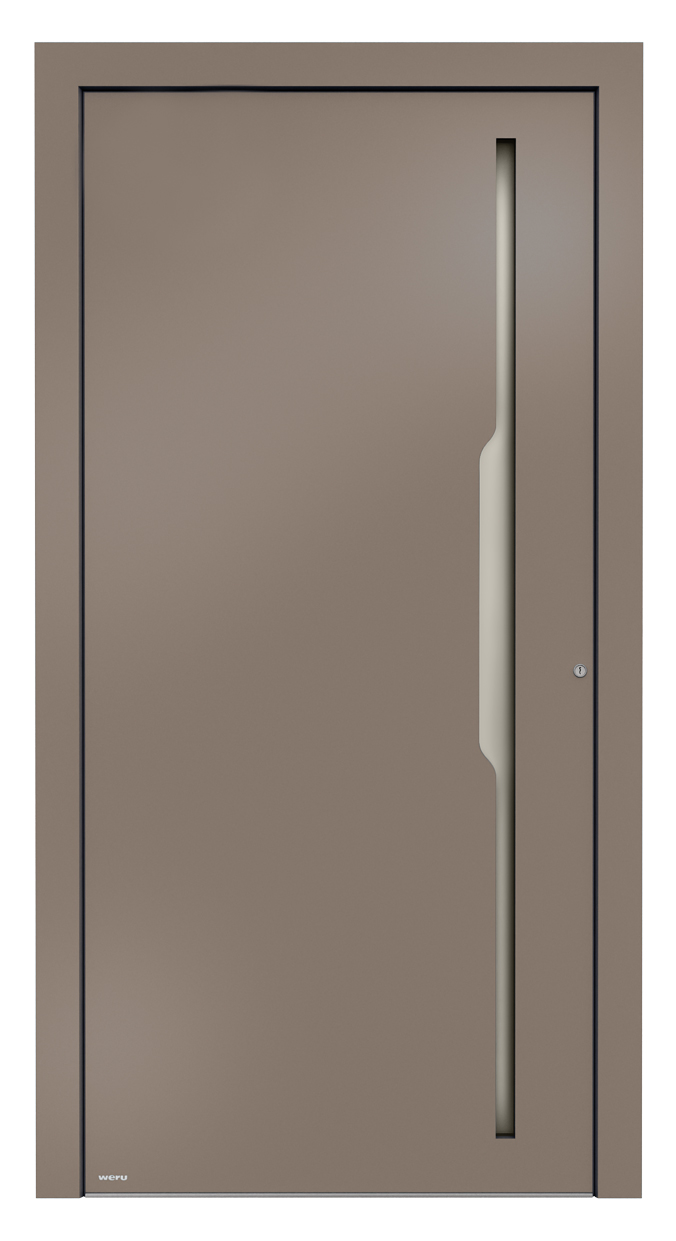 WERU ATRIS Aluminium-Haustür Modern Modell H11063 mit Griffmulde in Beigegrau